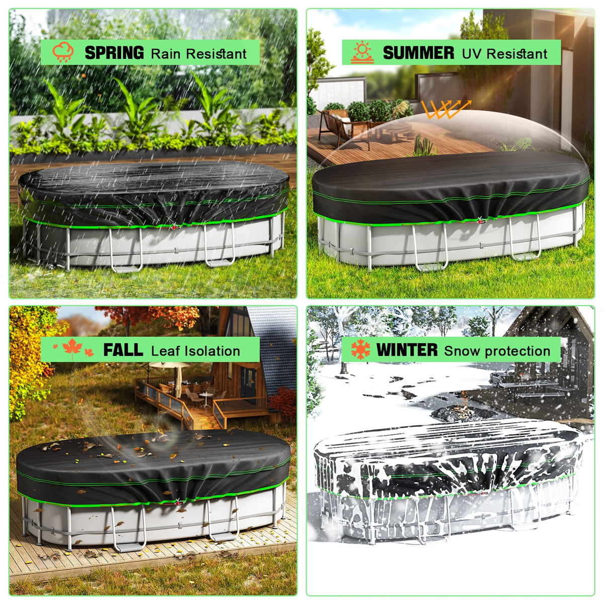 Sicabi 12 x 18 Ft Oval Pool Cover, Heavy Duty Waterproof Cover with Winch & Cable