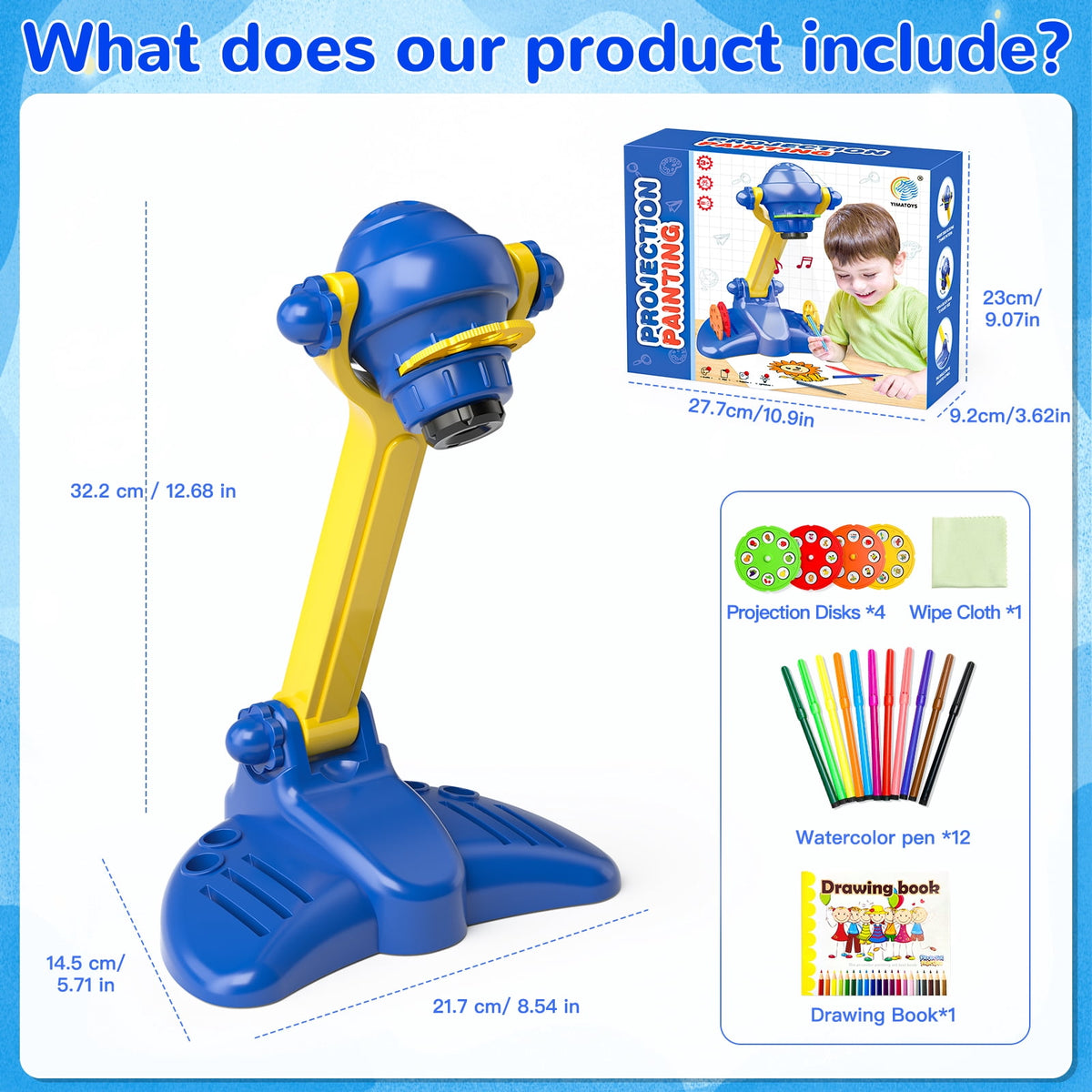 HXFOU Kids Drawing Projector Kit with Trace and Draw Projector, Coloring Pencils, Crayons & Activity Books, Art Craft Kit for Boys and Girls Ages 3+