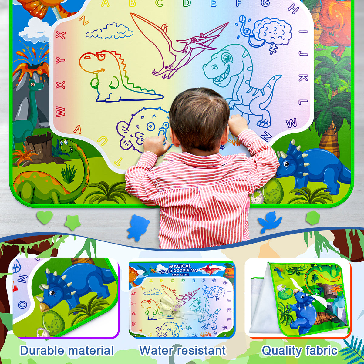 HXFOU Water Doodle Mat for Kids, Reusable Water Drawing Mat with Magic Pens, No Mess Painting & Writing Educational Toddler Toys for Boys Girls Ages 3 4 5 6 7 Years Old Gift