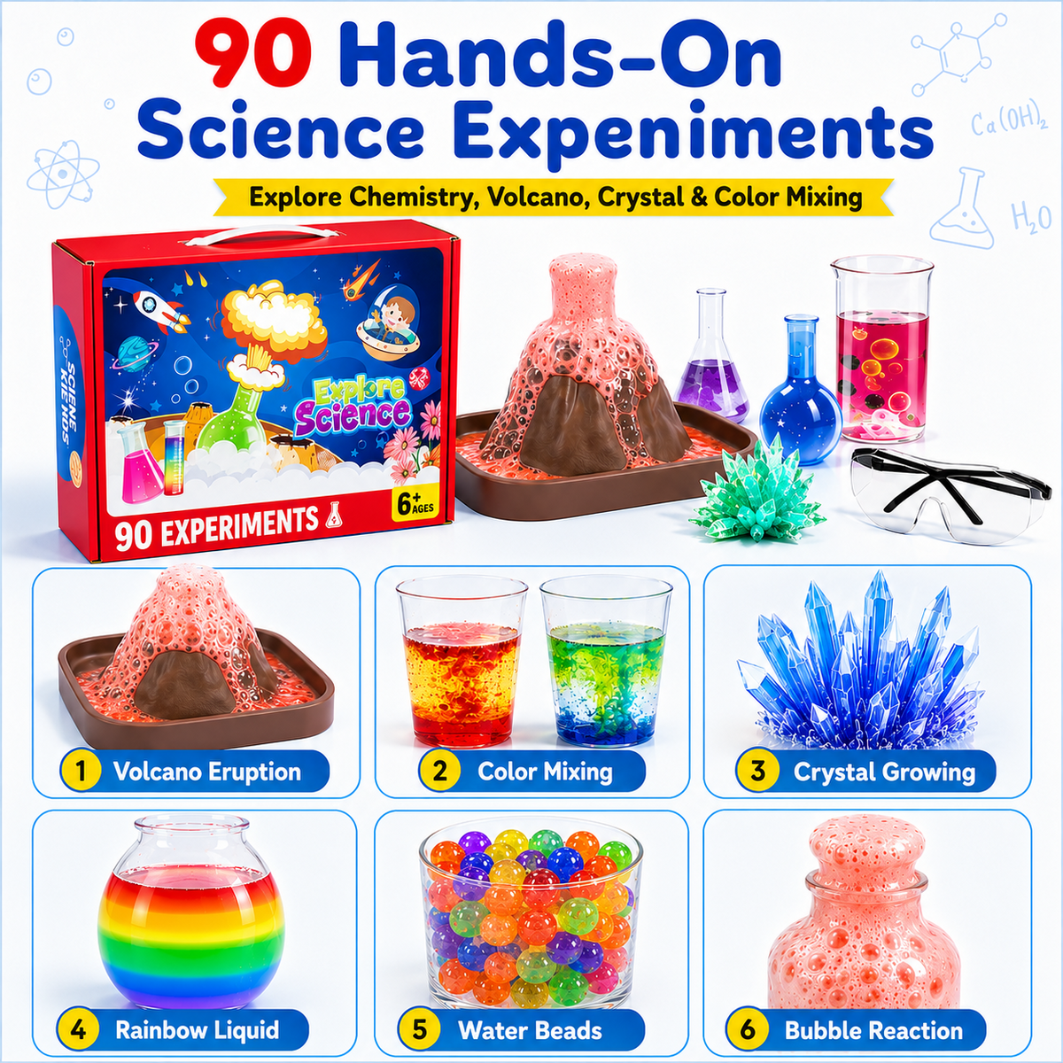 HXFOU 90 Lab Experiments Science Kits for Kids Age 6-12, STEM Projects Educational Science Kit Toys for Boys Girls, Learning Activities Christmas Birthday Gifts