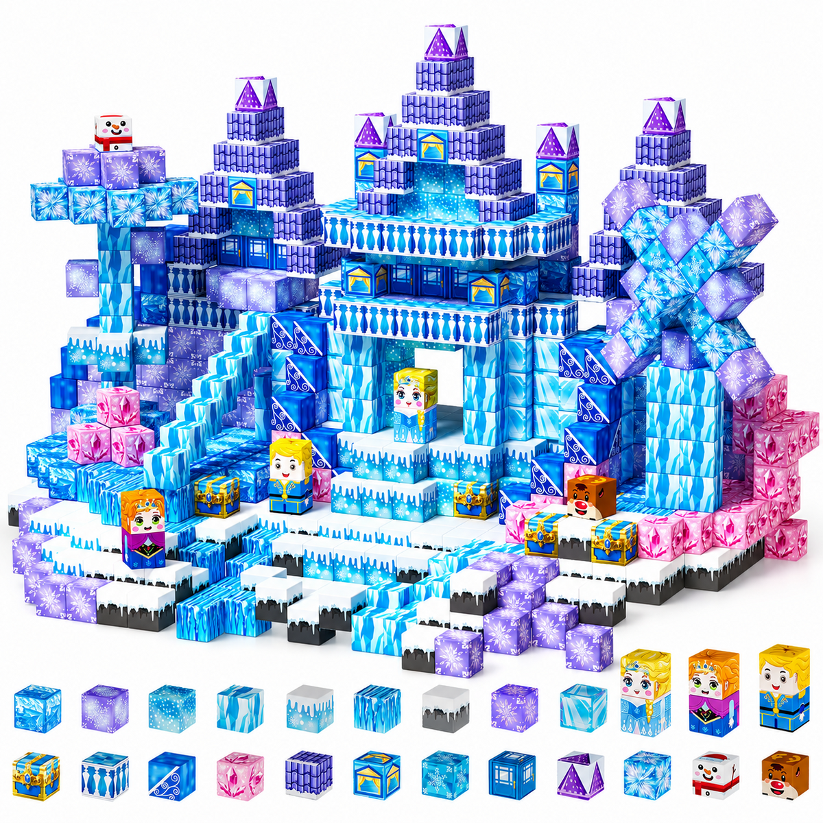 150PCS Snow Castle Magnetic Blocks for Kids Ages 3-12, Magnetic Building Cubes STEM Building Blocks Set with Strong Magnets, Magnetic Toys Educational Construction Set for Boys Girls