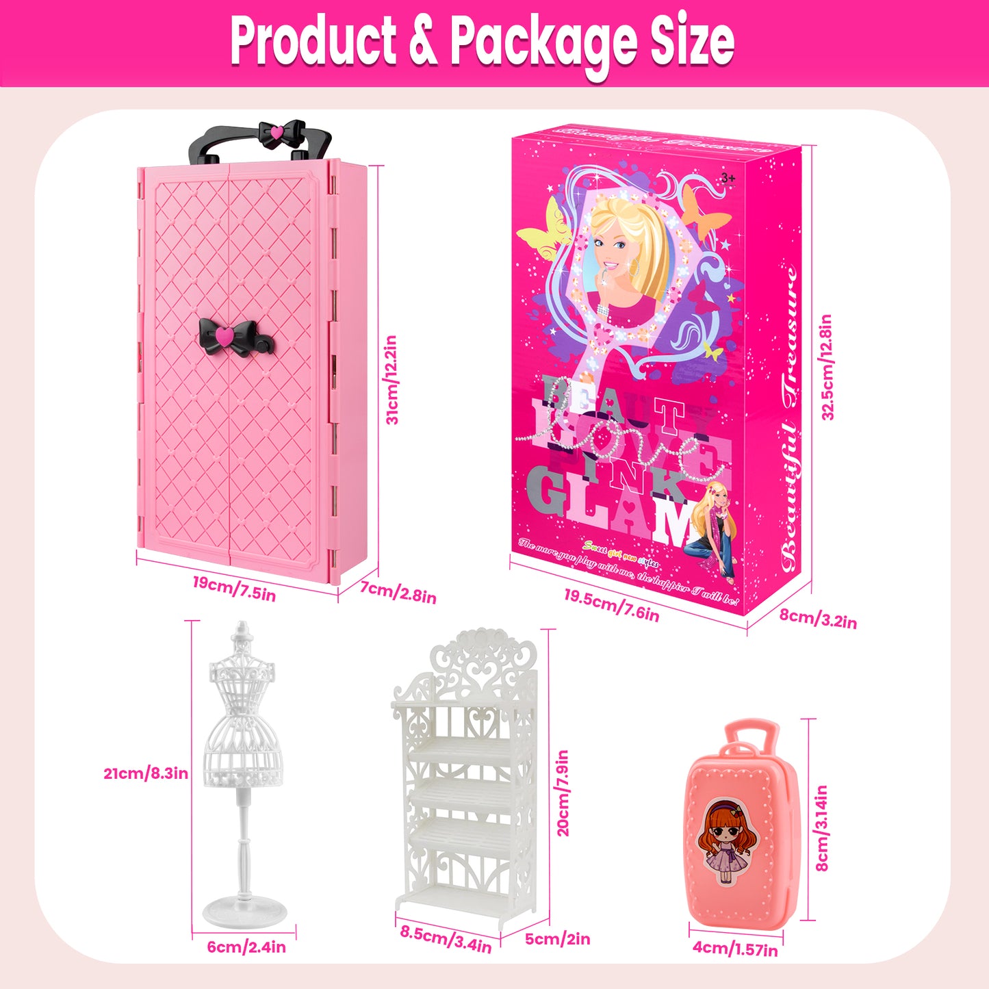137Pcs Doll Closet for 11.5" Dolls, Clothes & Accessories, Gift for Girls Kids Toddlers