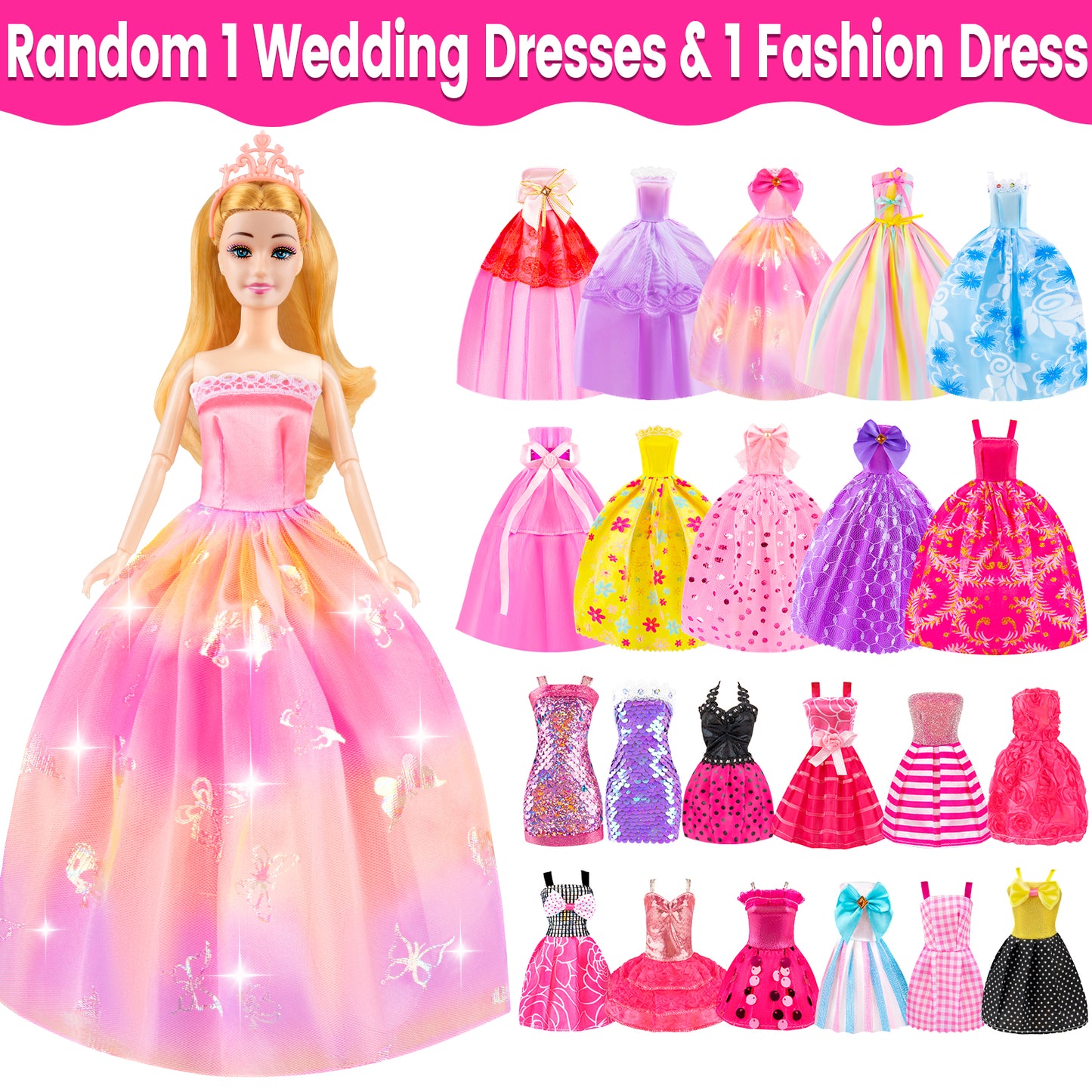 76Pcs Doll Convertible Car Playset,11.5Inch Doll Outfits,Play Gift for Girls Toddlers