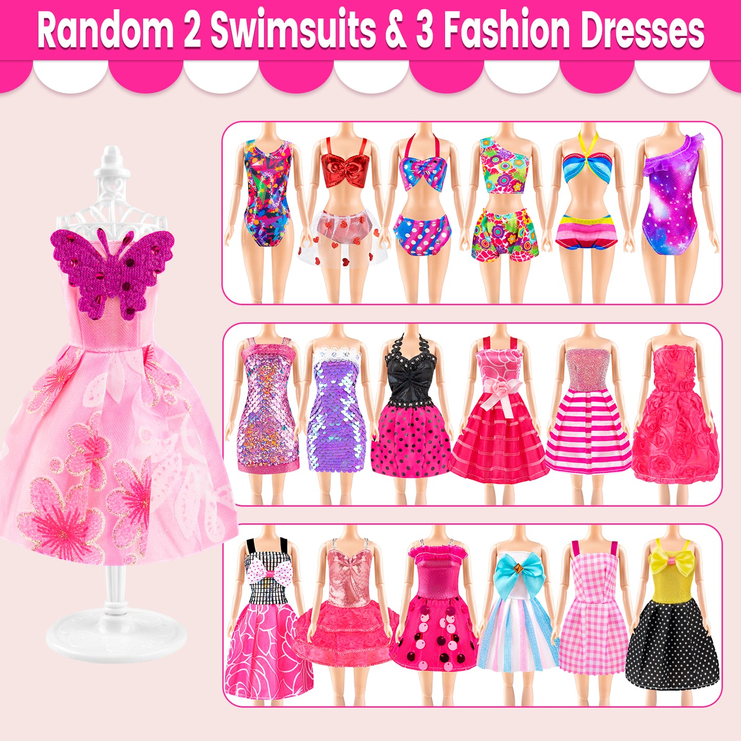 137Pcs Doll Closet for 11.5" Dolls, Clothes & Accessories, Gift for Girls Kids Toddlers