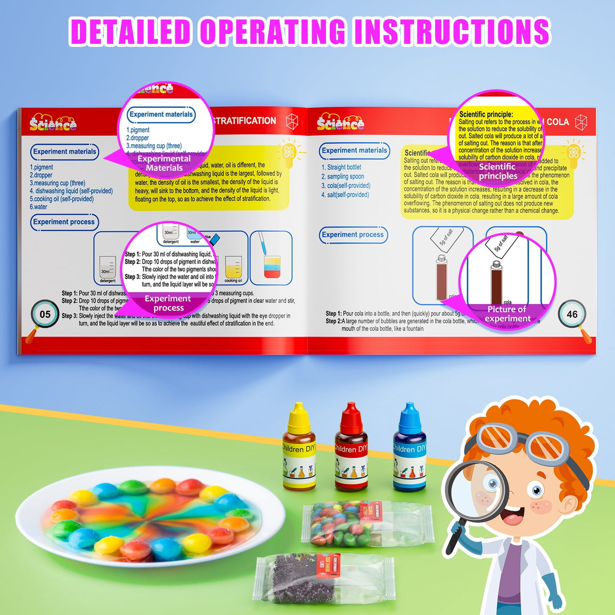 HXFOU 50 Lab Experiments Science Kits for Kids Age 6-12, STEM Projects Educational Science Kit Toys for Boys Girls, Learning Activities Christmas Birthday Gifts