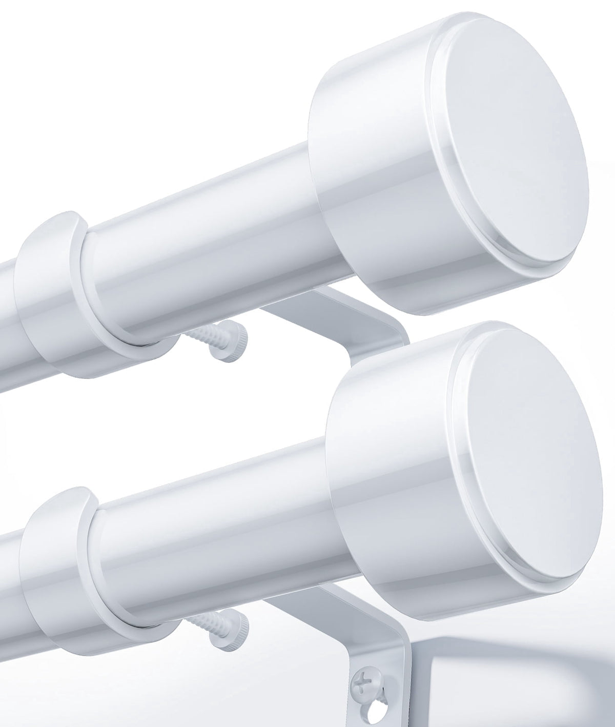 2 Pack Heavy Duty Adjustable Curtain Rods for Windows, 1-Inch Diameter Curtain Rod, 32-120 Inches (White)