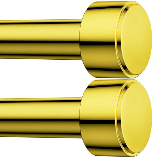 2 Pack Heavy Duty Adjustable Curtain Rods for Windows, 1-Inch Diameter Curtain Rod, 32-150 Inches (Gold)