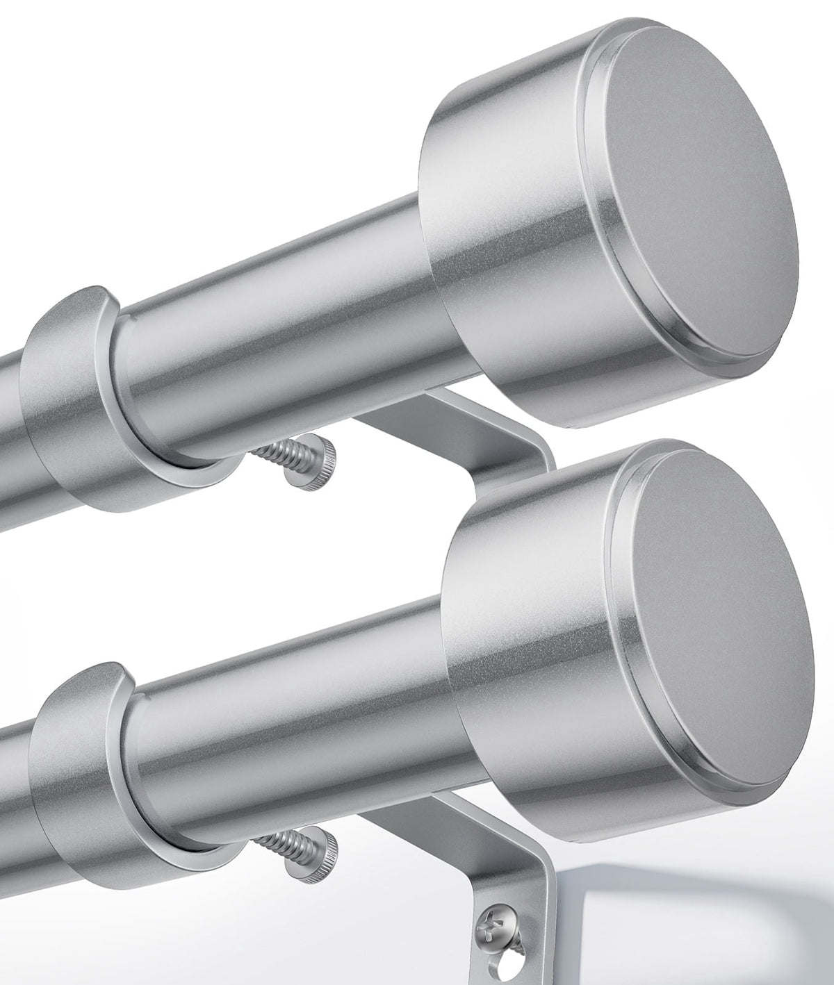 2 Pack Heavy Duty Adjustable Curtain Rods for Windows, 1-Inch Diameter Curtain Rod, 32-150 Inches (Slive)