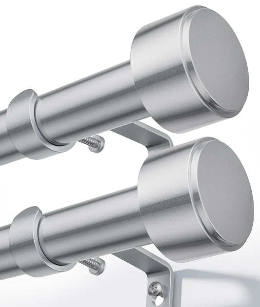 2 Pack Heavy Duty Adjustable Curtain Rods for Windows, 1-Inch Diameter Curtain Rod, 32-96 Inches (Slive)