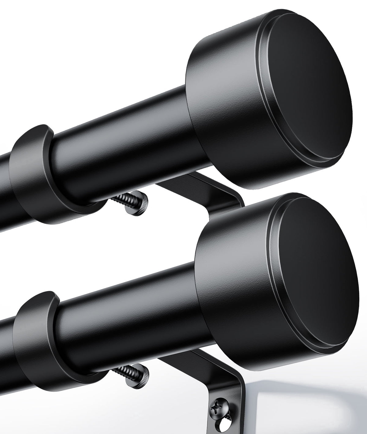 2 Pack Heavy Duty Adjustable Curtain Rods for Windows, 1-Inch Diameter Matte Black Curtain Rod, 32-60 Inches