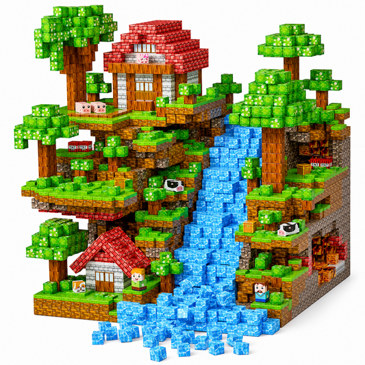 HXFOU 200PCS Forest Castle Magnetic Blocks for Kids Ages 3-12, Magnetic Building Cubes Set with Strong Magnets, Building Blocks STEM Educational Magnetic Toys with Forest Theme for Boys Girls