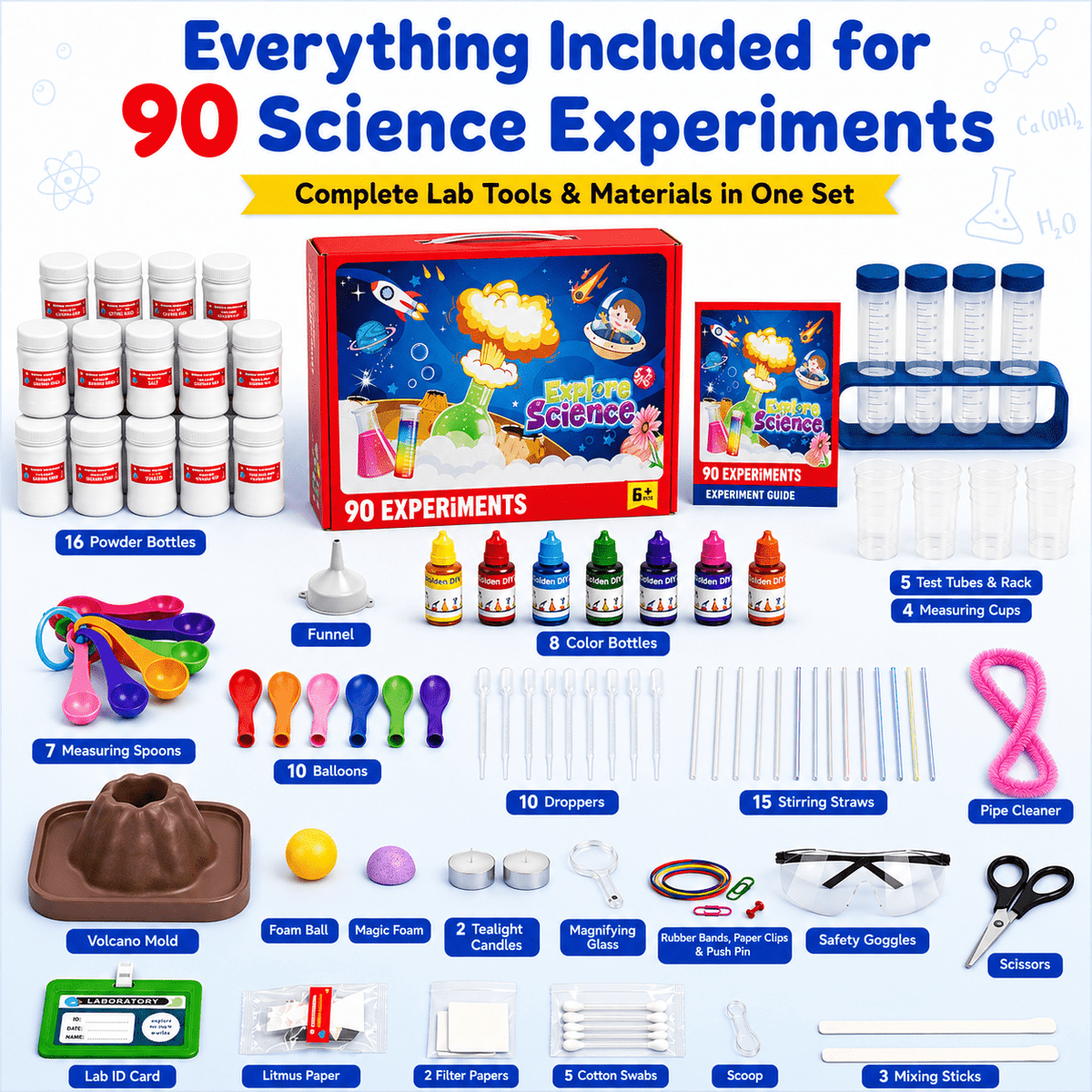 HXFOU 90 Lab Experiments Science Kits for Kids Age 6-12, STEM Projects Educational Science Kit Toys for Boys Girls, Learning Activities Christmas Birthday Gifts