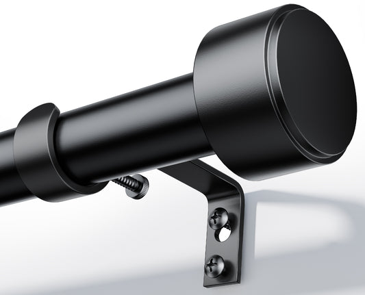 Heavy Duty Adjustable Curtain Rods for Windows, 1-Inch Diameter Matte Black Curtain Rod, 32-96 Inches