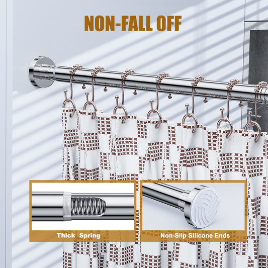 TITGIPE No Drill Spring Tension Shower Curtain Rod - 32-68" Adjustable, Rust-Resistant Stainless Steel, Anti-Skid Design for Bathroom/Closet