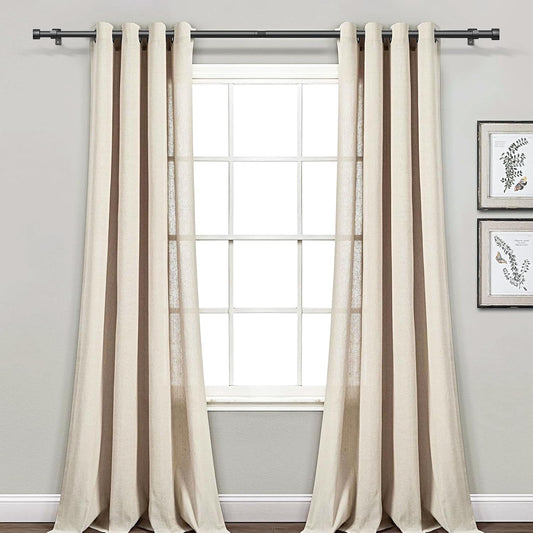 Matte Black Heavy Duty Adjustable Curtain Rod 32-150 Inches, 1 Inch Diameter with Brackets
