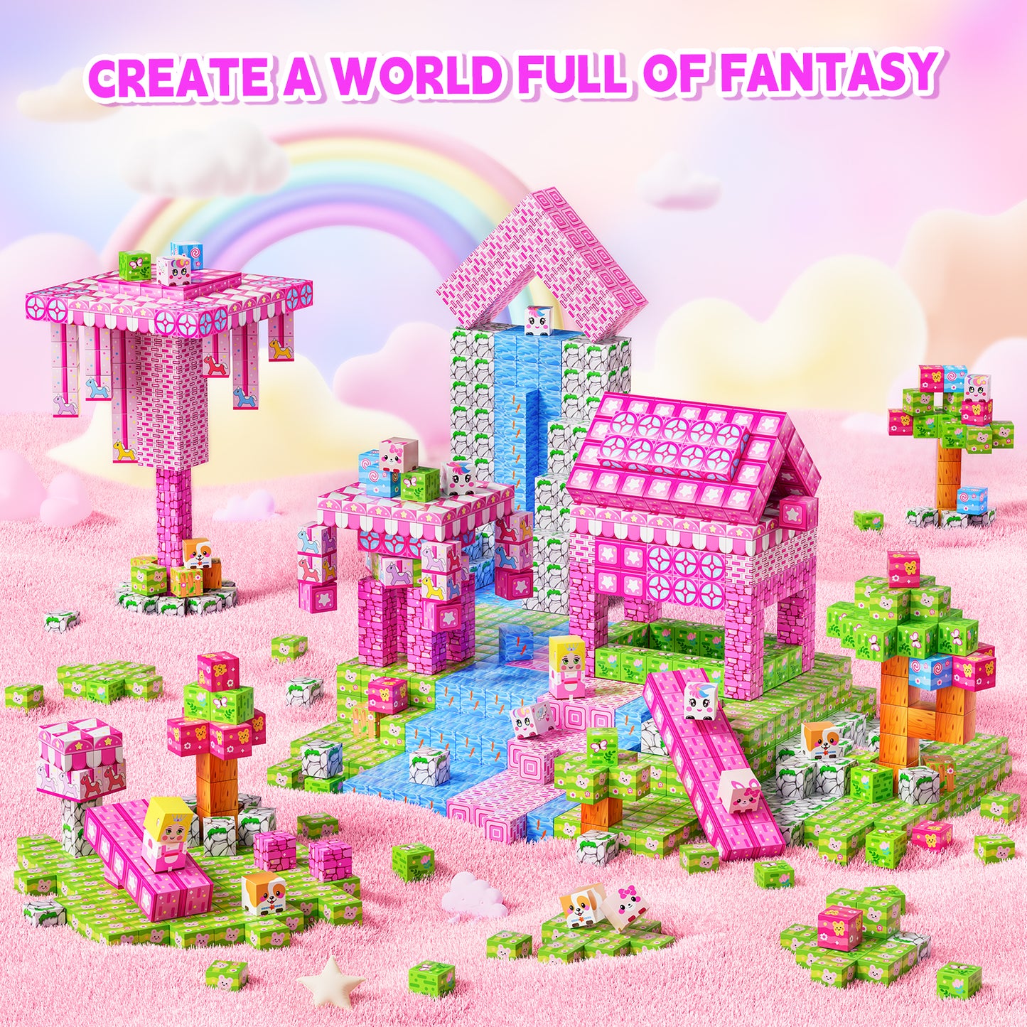 150PCS Princess Magnetic Building Blocks, Sensory Construction Toys for Girls Ages 3-10, Adorable Gift for Toddlers & Kids