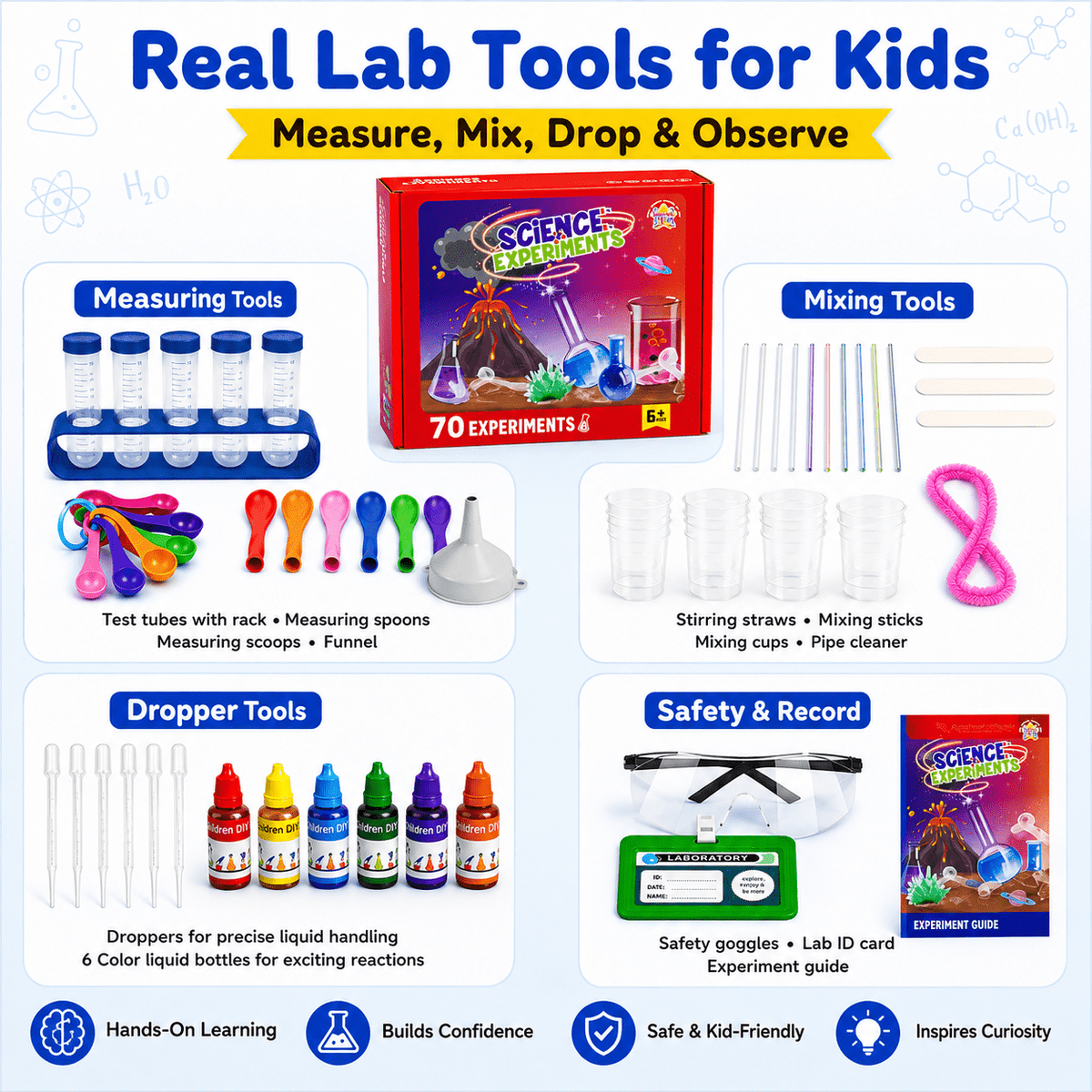 HXFOU 70 Lab Experiments Science Kits for Kids Age 6-12, STEM Projects Educational Science Kit Toys for Boys Girls, Learning Activities Christmas Birthday Gifts