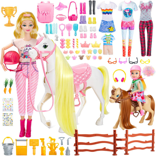 LXUNLN 305PCS Doll Accessories & Doll Clothes Playset with 2 Horses for 11.5 Inch Dolls for Girls Ages 3+