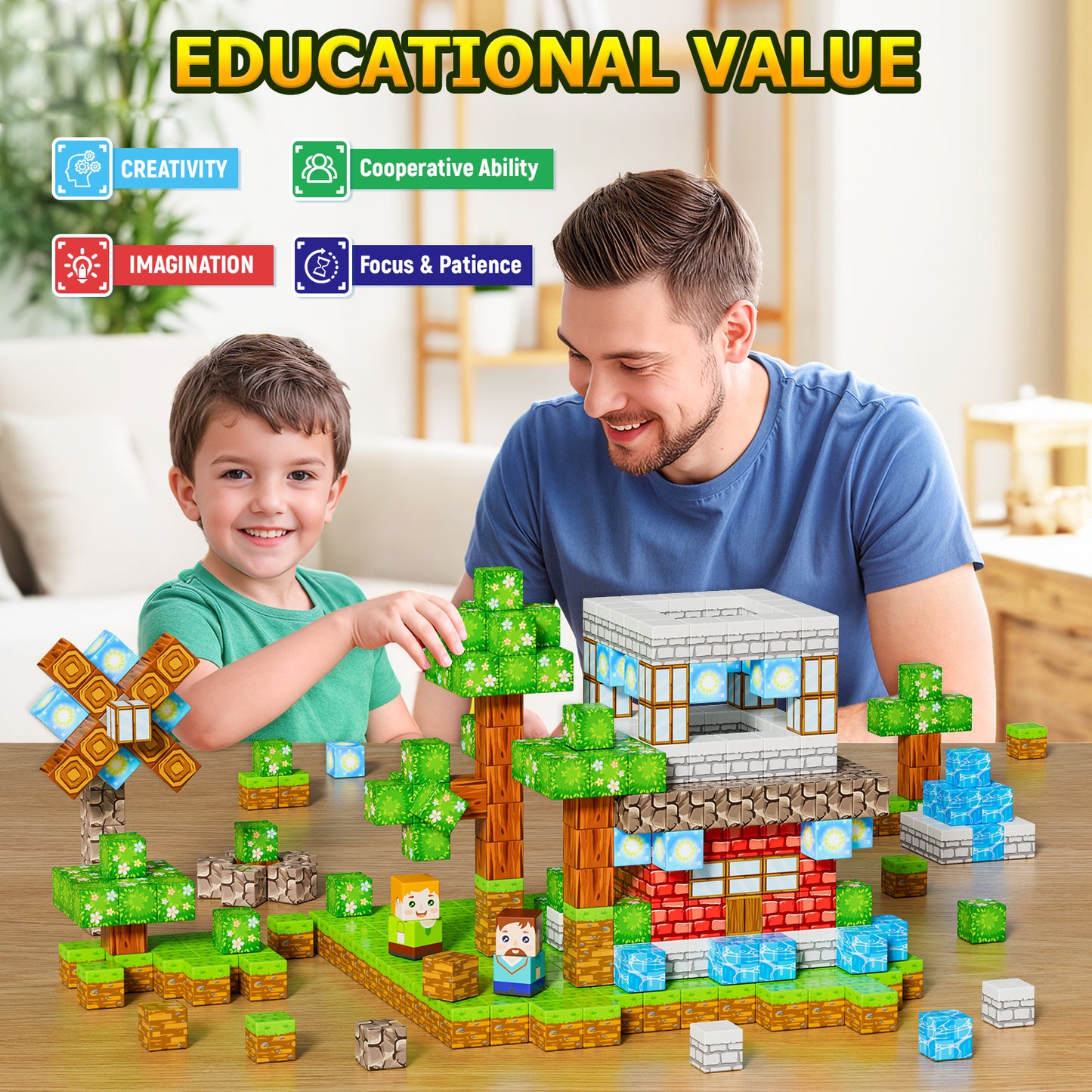 150PCS Magnetic Blocks, Building Cubes for Kids 3-12, Sensory Construction Toy for Boys Girls