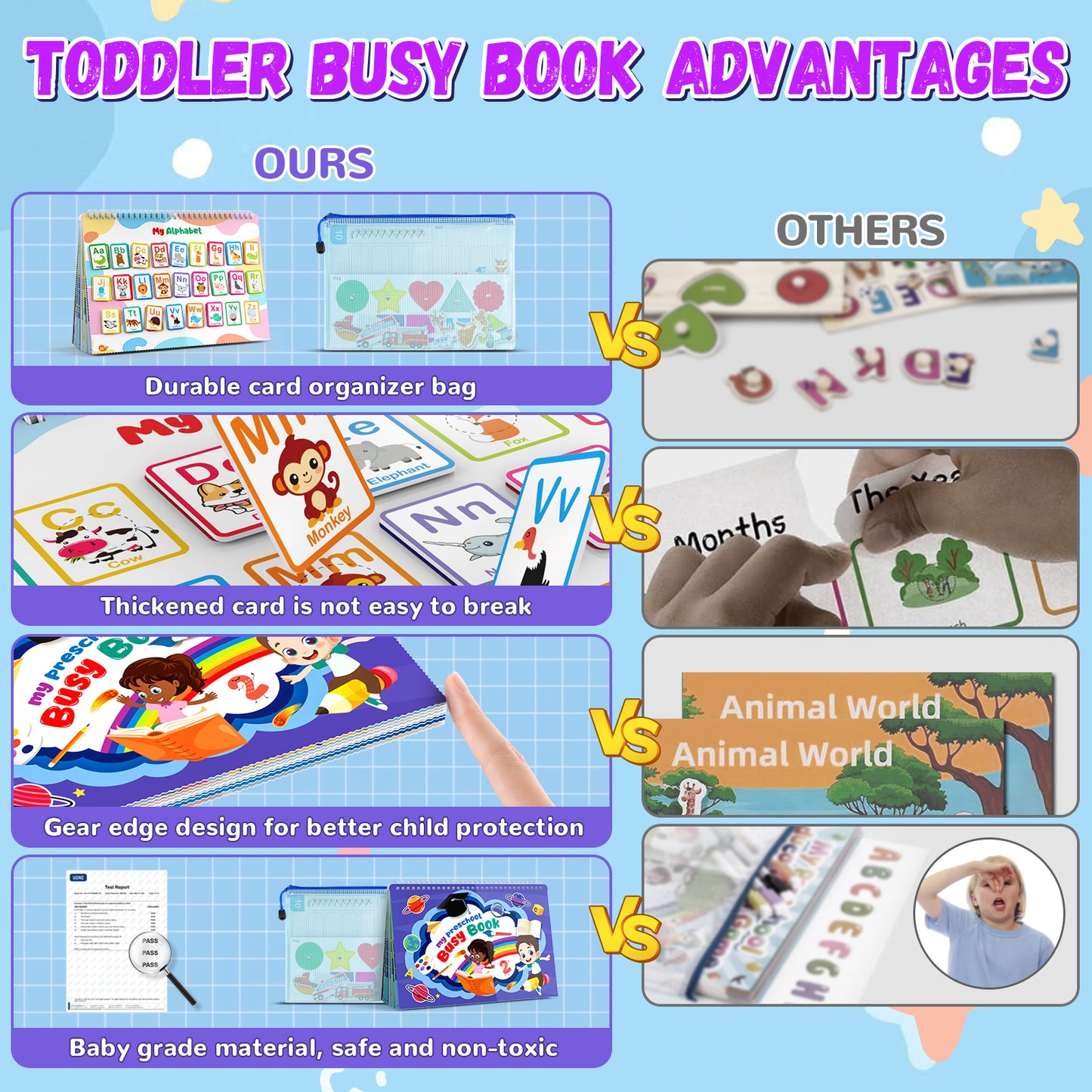 Montessori Busy Book for Kids, Preschool Kindergarten Learning Activities, Autism Sensory Toys, Travel Toys, Gifts for Girls and Boys 3 4 5 6 7 8 Years