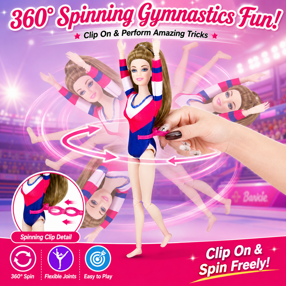 LXUNLN 259PCS Gymnastics Doll Playset with Clothes & Accessories for Girls Ages 3+
