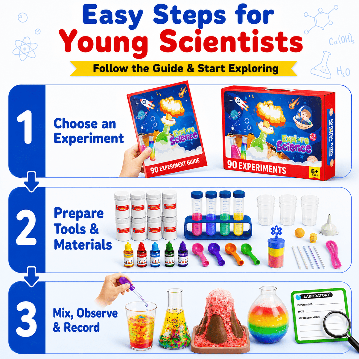 HXFOU 90 Lab Experiments Science Kits for Kids Age 6-12, STEM Projects Educational Science Kit Toys for Boys Girls, Learning Activities Christmas Birthday Gifts