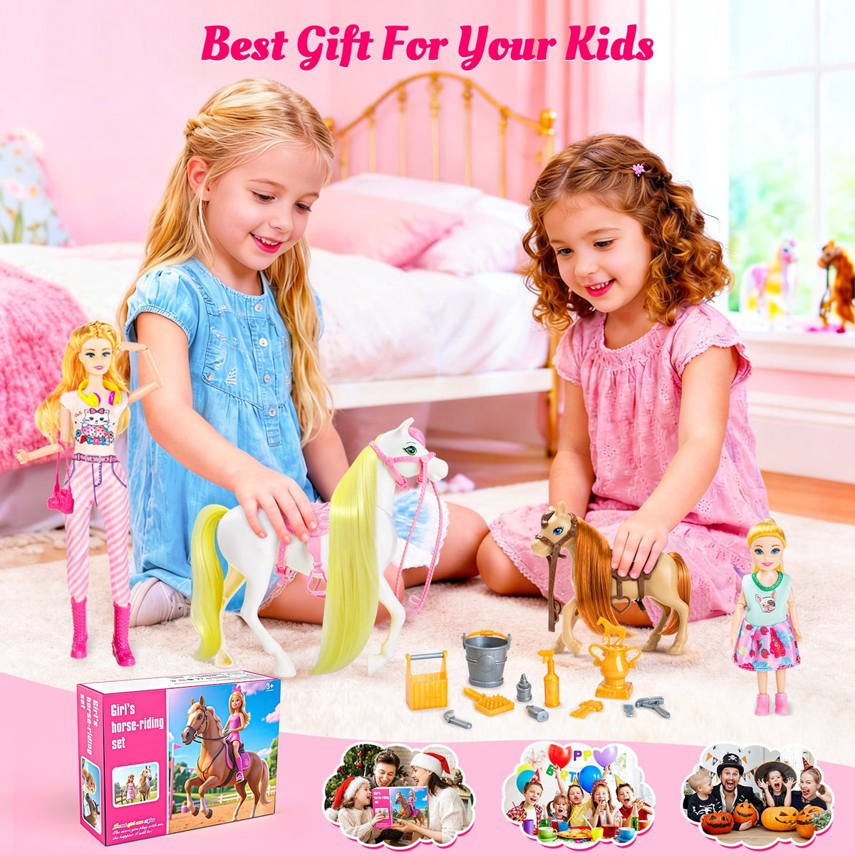 LXUNLN 305PCS Doll Accessories & Doll Clothes Playset with 2 Horses for 11.5 Inch Dolls for Girls Ages 3+