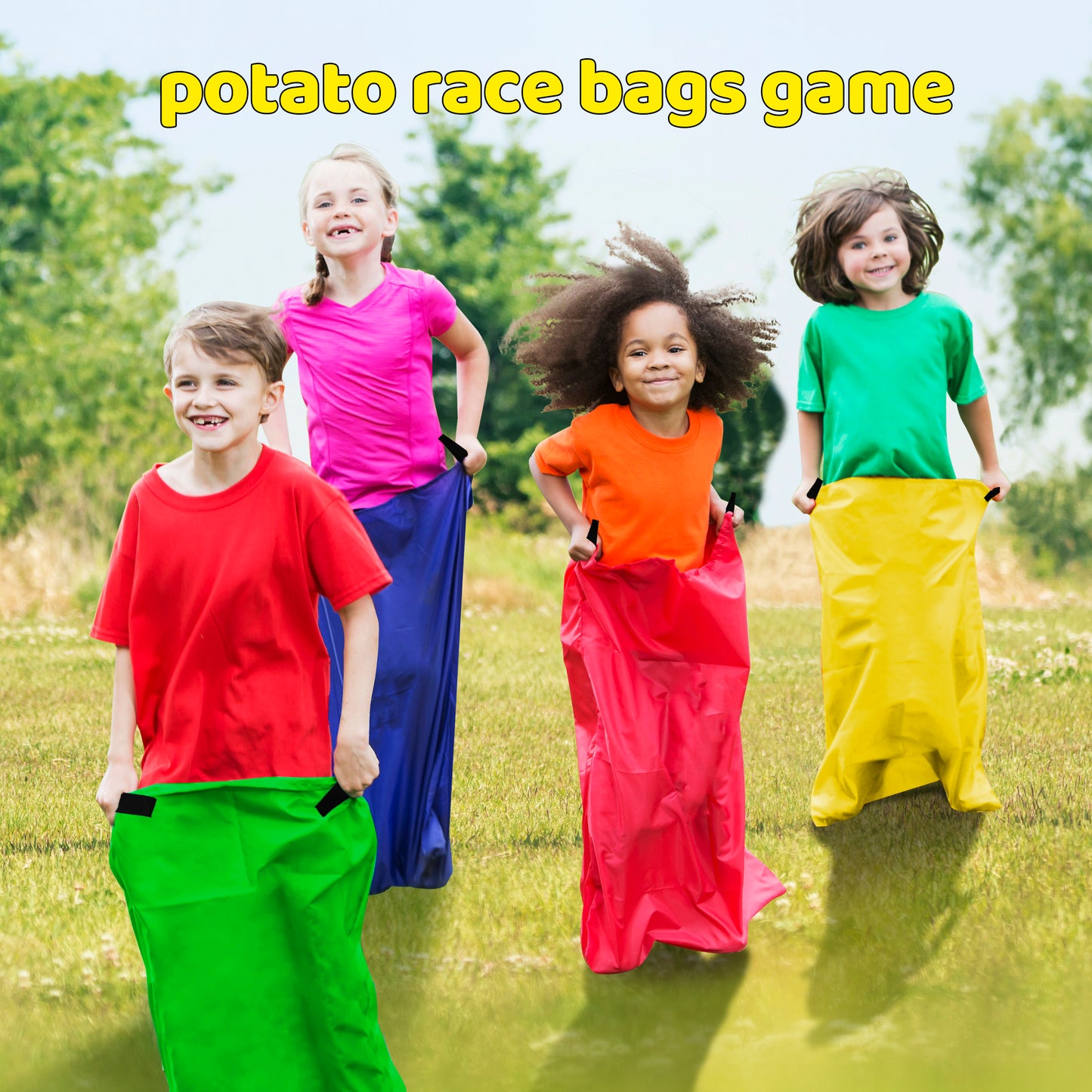 Potato Sack Race Bags, Egg Spoon Race, 3 Legged Races Bands,Bean bag Race， 32PCS Outdoor Games Sets for Birthday Party Field Day Family Reunion Carnival, Kids Adults Outside Yard Lawn Easter Game