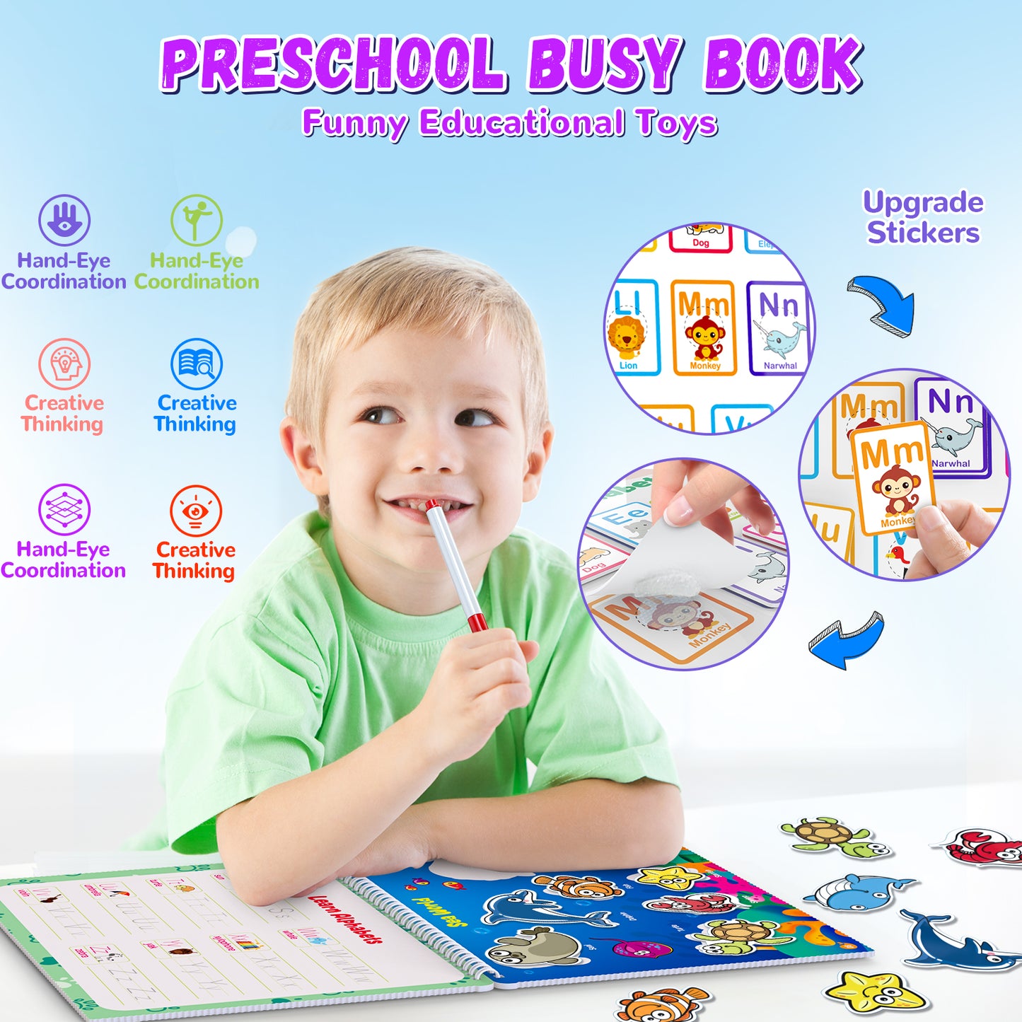 Montessori Busy Book for Kids, Preschool Kindergarten Learning Activities, Autism Sensory Toys, Travel Toys, Gifts for Girls and Boys 3 4 5 6 7 8 Years