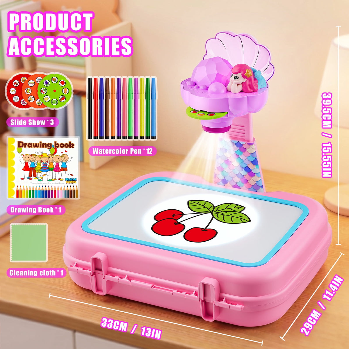 HXFOU Kids Drawing Projector Kit with 72 Projection Images, Mermaid Theme Arts and Crafts Kit for Toddlers Girls Ages 3-5