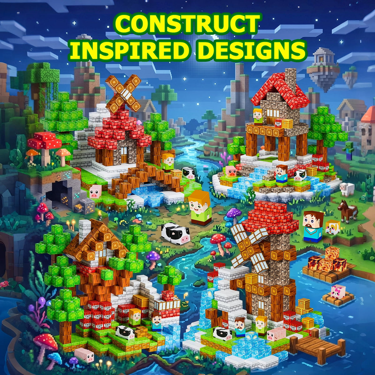 HXFOU 200PCS Forest Castle Magnetic Blocks for Kids Ages 3-12, Magnetic Building Cubes Set with Strong Magnets, Building Blocks STEM Educational Magnetic Toys with Forest Theme for Boys Girls