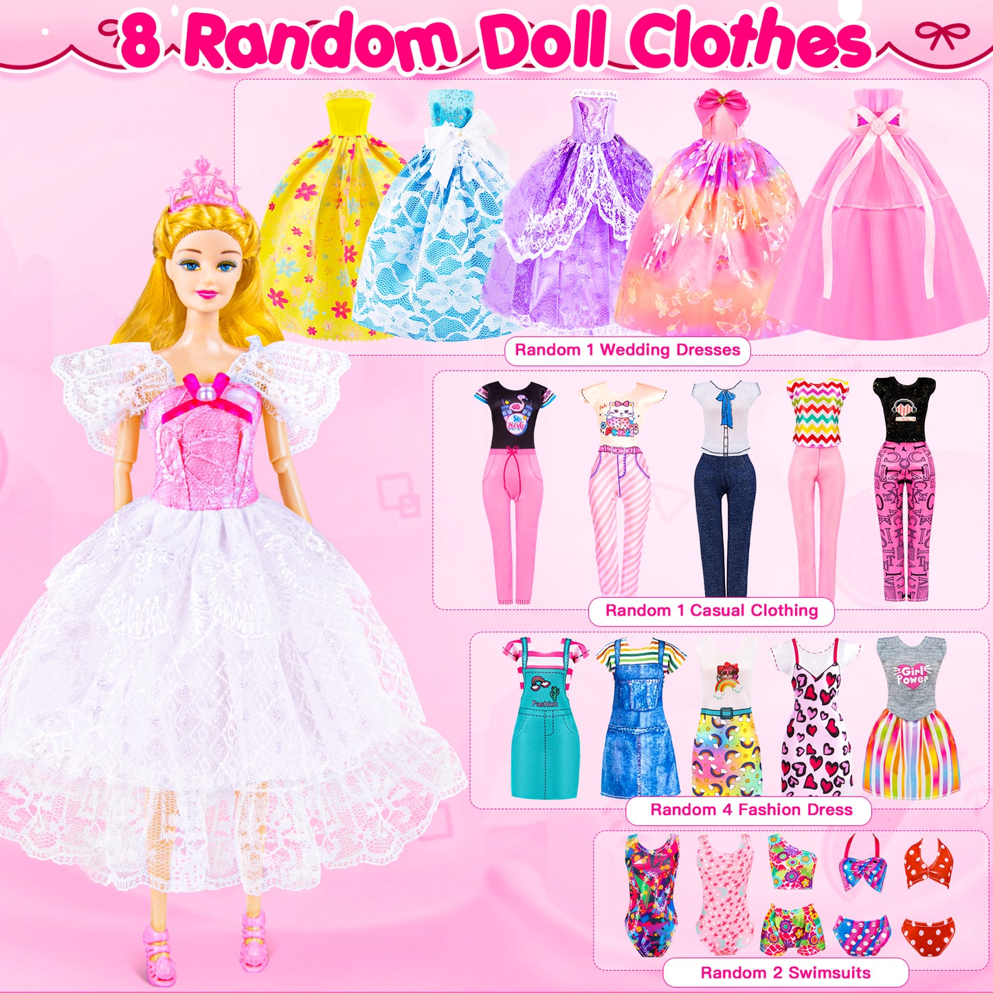 160Pcs Doll Closet Playset for 11.5 Inch Dolls, Camping Tent, Princess Dresses, Swim Outfits, Adorable Dress Up Gift for Girls