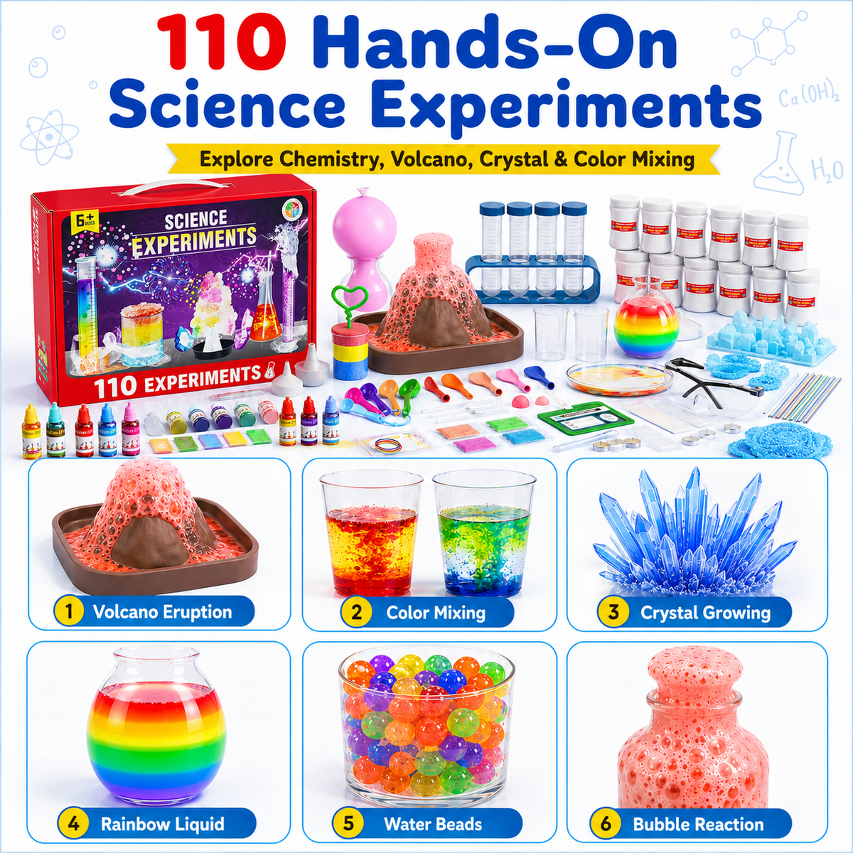 HXFOU 110 Lab Experiments Science Kits for Kids Age 6-12, STEM Projects Educational Science Kit Toys for Boys Girls, Learning Activities Christmas Birthday Gifts