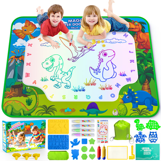 HXFOU Water Doodle Mat for Kids, Reusable Water Drawing Mat with Magic Pens, No Mess Painting & Writing Educational Toddler Toys for Boys Girls Ages 3 4 5 6 7 Years Old Gift