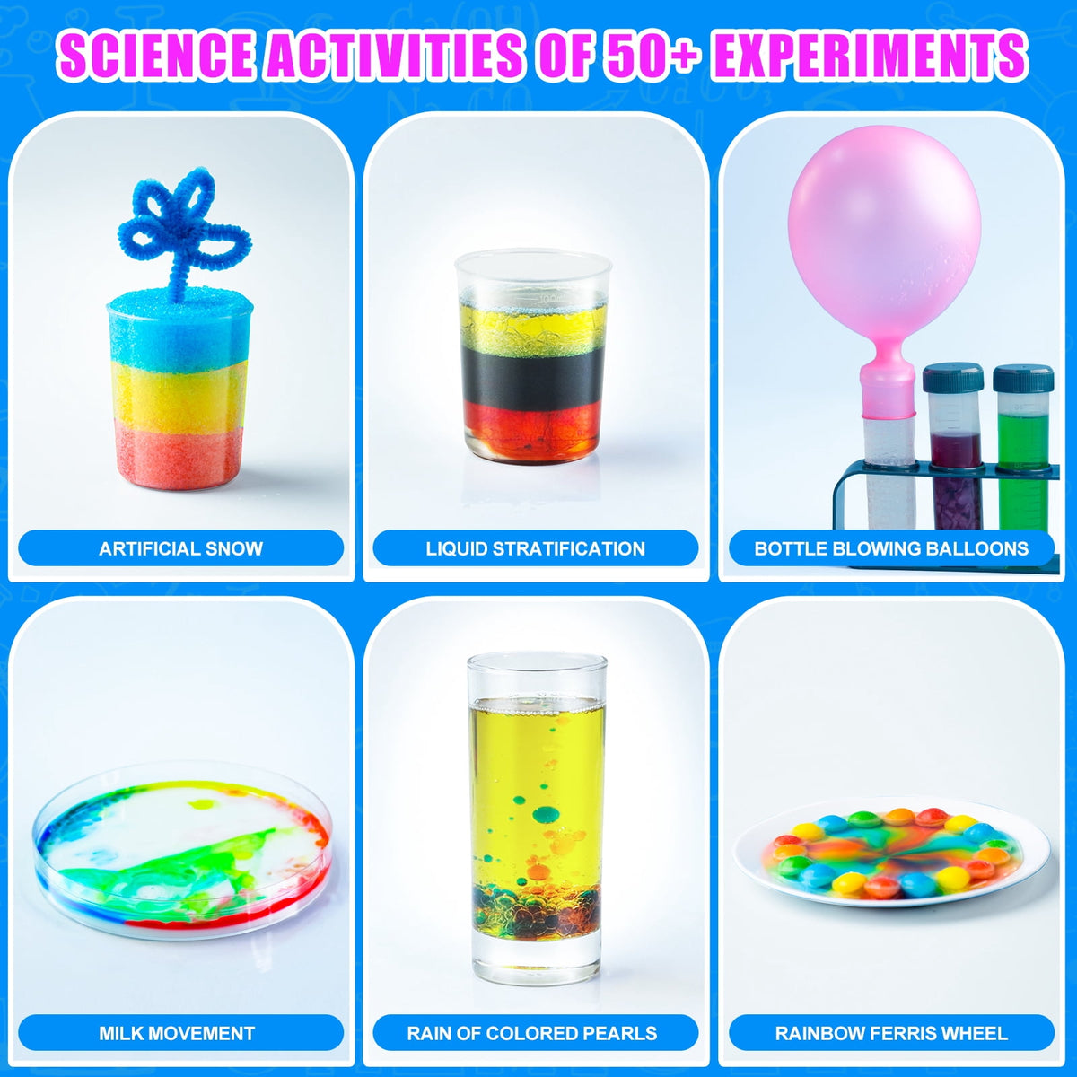 HXFOU 50 Lab Experiments Science Kits for Kids Age 6-12, STEM Projects Educational Science Kit Toys for Boys Girls, Learning Activities Christmas Birthday Gifts