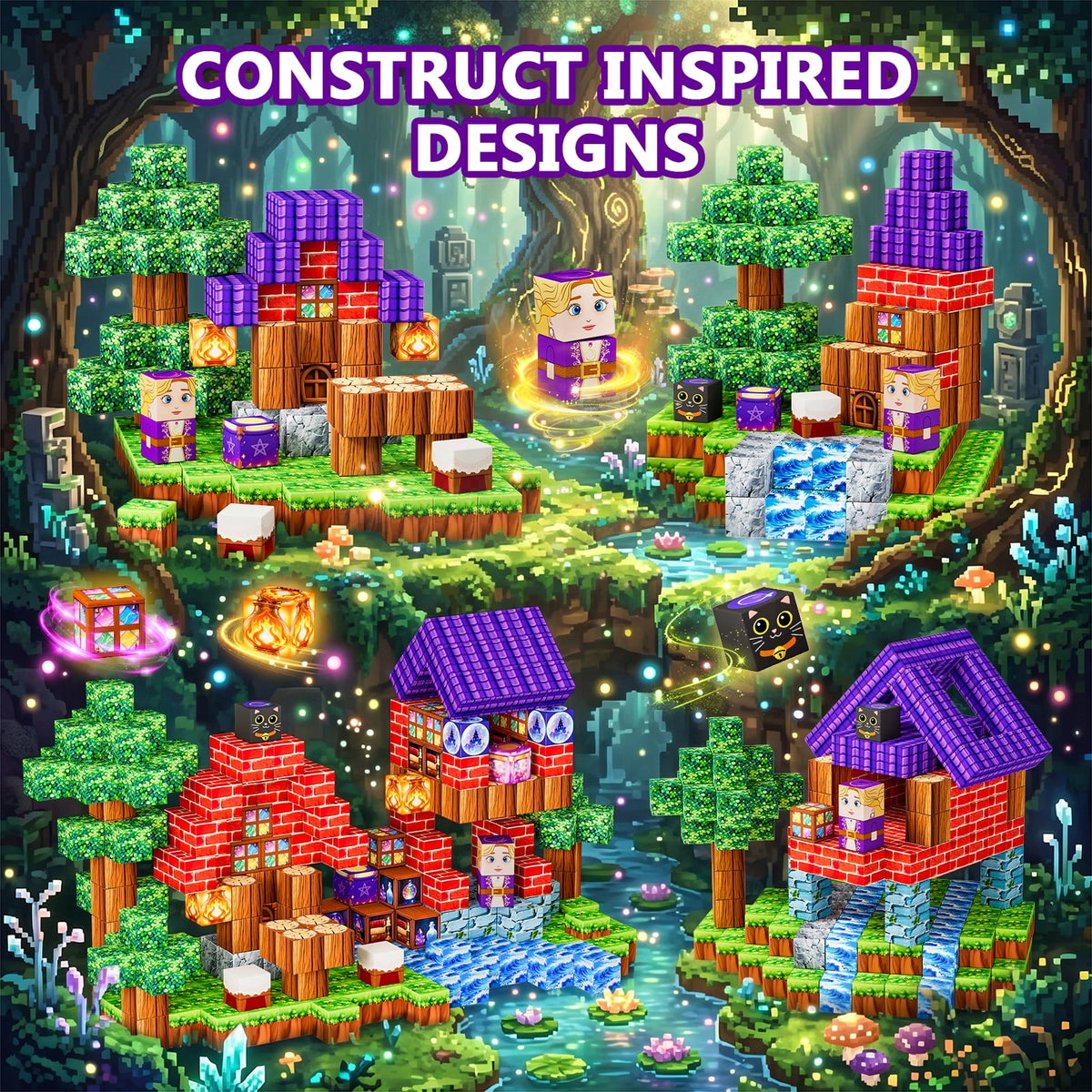 HXFOU 100PCS Magic Castle Building Blocks, Educational Construction Toy for Kids, Creative Playset for Ages 3+