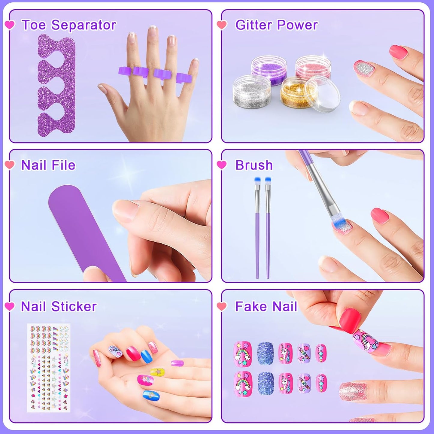 Kids Nail Polish Set for Girls, Non-Toxic Quick Dry Nail Art Salon Kit with Nail Dryer and Peelable Nail Polish,Ideal Gift Toys for Girls Age 3-12