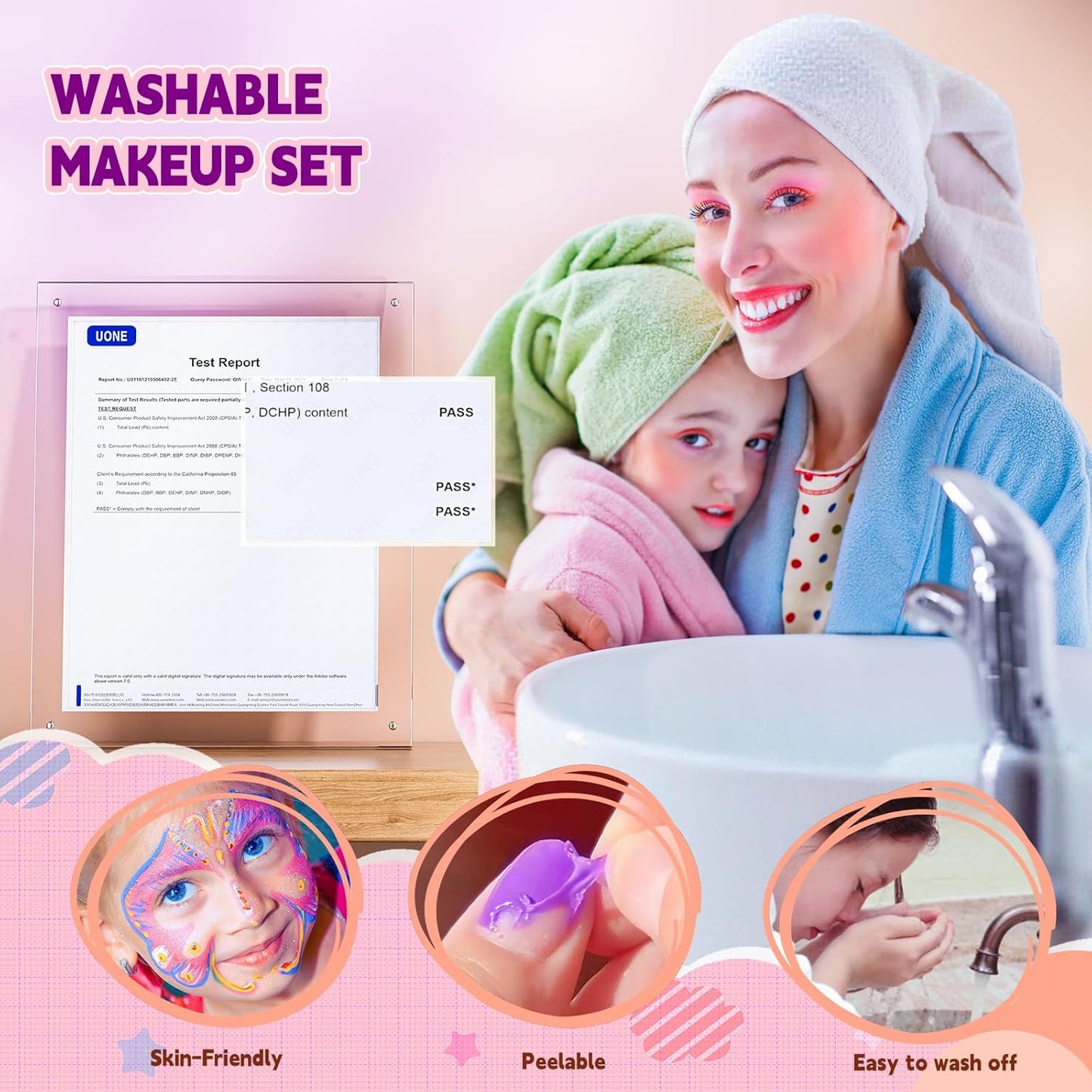 Kids Makeup Kit for Girl - Girls Makeup Kit Toys with Flying Horse Storage Case, Kids Play Makeup Set for Christmas Birthday Gift 3 4 5 6 8 10 11 12+ Years Old