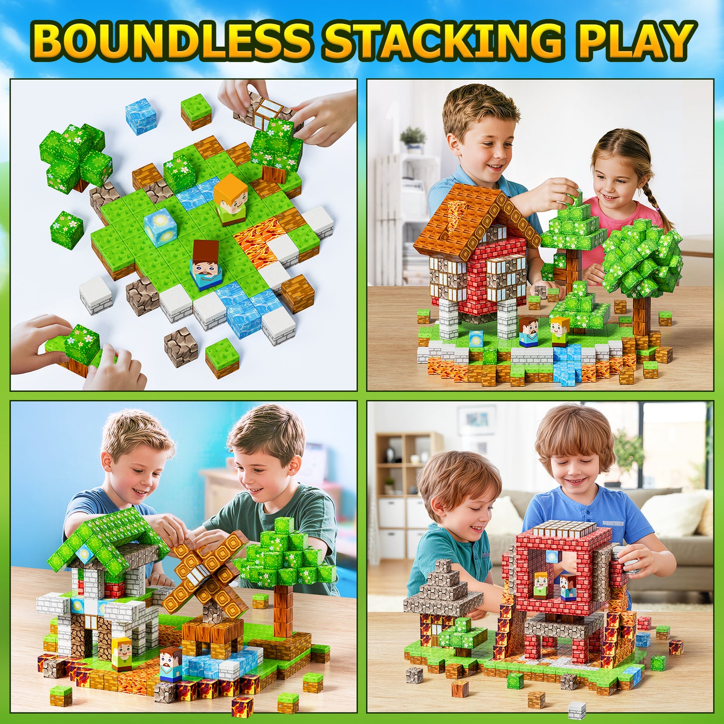 Magnetic Blocks 84PCS Magnetic Building Cube Game, Constructions Toys for Boys & Girls Age 3-4, 5 6 7 8 9 10,Sensory Tiles Building Birthday for Toddlers