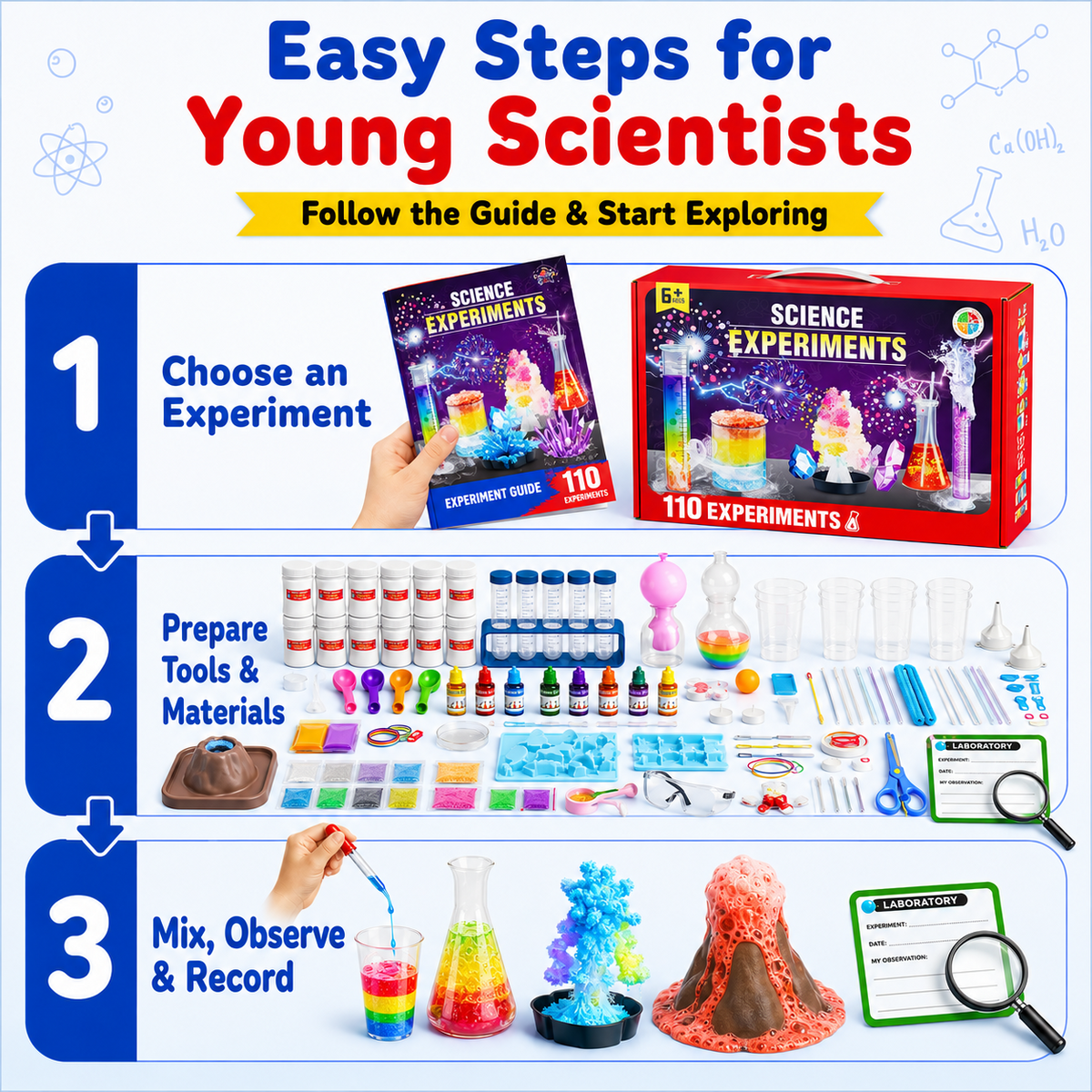 HXFOU 110 Lab Experiments Science Kits for Kids Age 6-12, STEM Projects Educational Science Kit Toys for Boys Girls, Learning Activities Christmas Birthday Gifts
