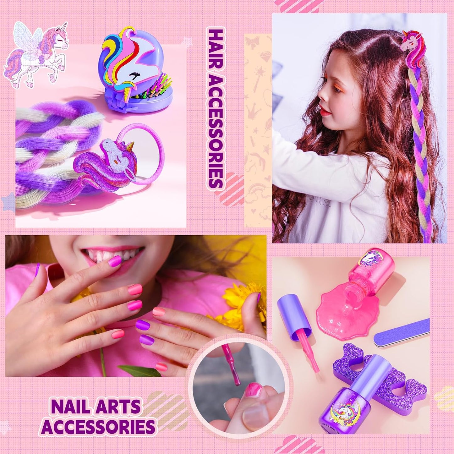 Kids Makeup Kit for Girl - Girls Makeup Kit Toys with Flying Horse Storage Case, Kids Play Makeup Set for Christmas Birthday Gift 3 4 5 6 8 10 11 12+ Years Old