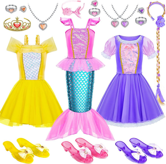 Princess Dress Up for Girl - Dress up Clothes for Toddler Girl, Princess Toys Christmas Birthday Gifts