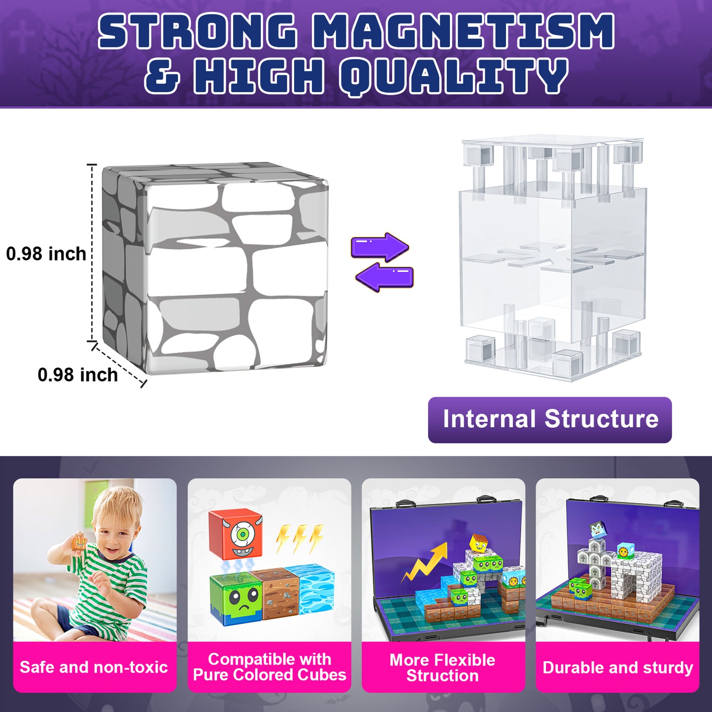 Magnetic Blocks 84PCS Magnetic Building Cube Game, Constructions Toys for Boys & Girls Age 3-4, 5 6 7 8 9 10,Sensory Tiles Building Birthday for Toddlers