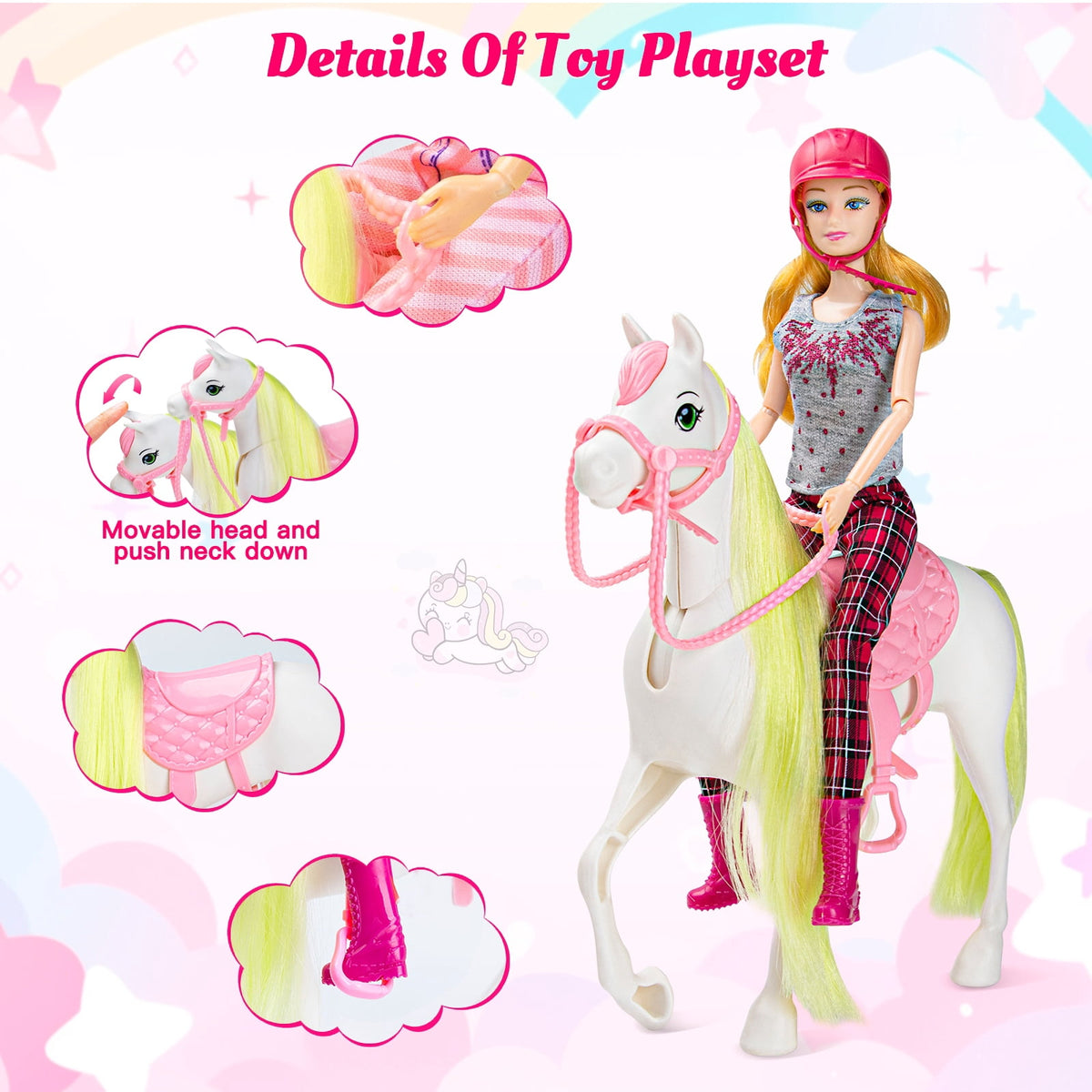 LXUNLN 305PCS Doll Accessories & Doll Clothes Playset with 2 Horses for 11.5 Inch Dolls for Girls Ages 3+