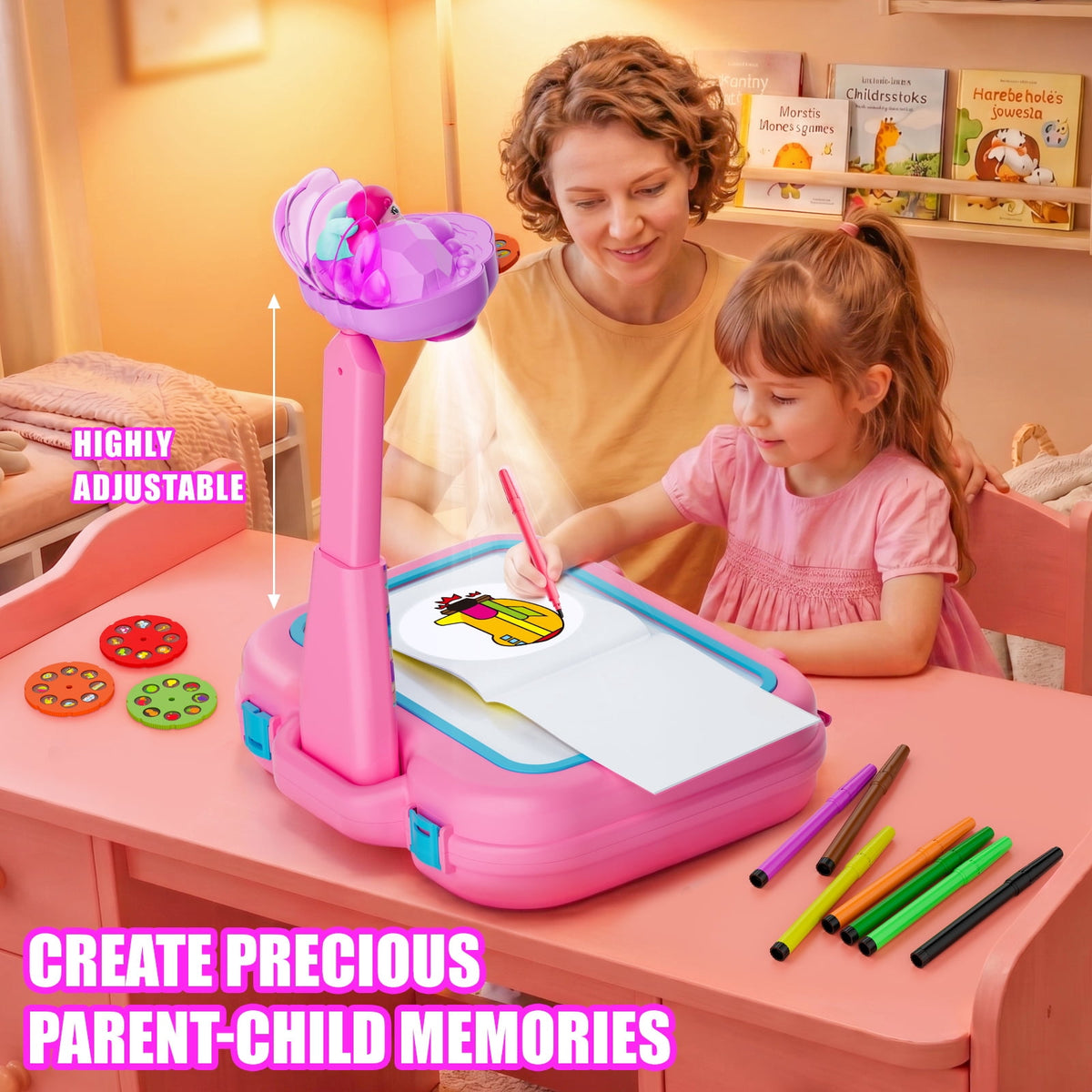 HXFOU Kids Drawing Projector Kit with 72 Projection Images, Mermaid Theme Arts and Crafts Kit for Toddlers Girls Ages 3-5