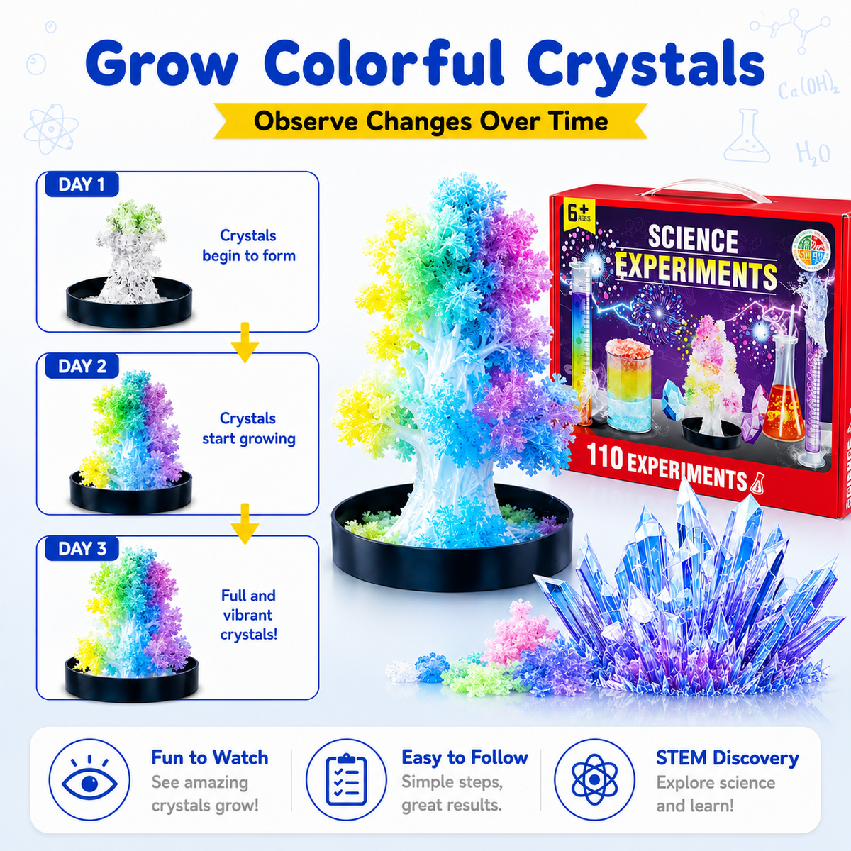 HXFOU 110 Lab Experiments Science Kits for Kids Age 6-12, STEM Projects Educational Science Kit Toys for Boys Girls, Learning Activities Christmas Birthday Gifts