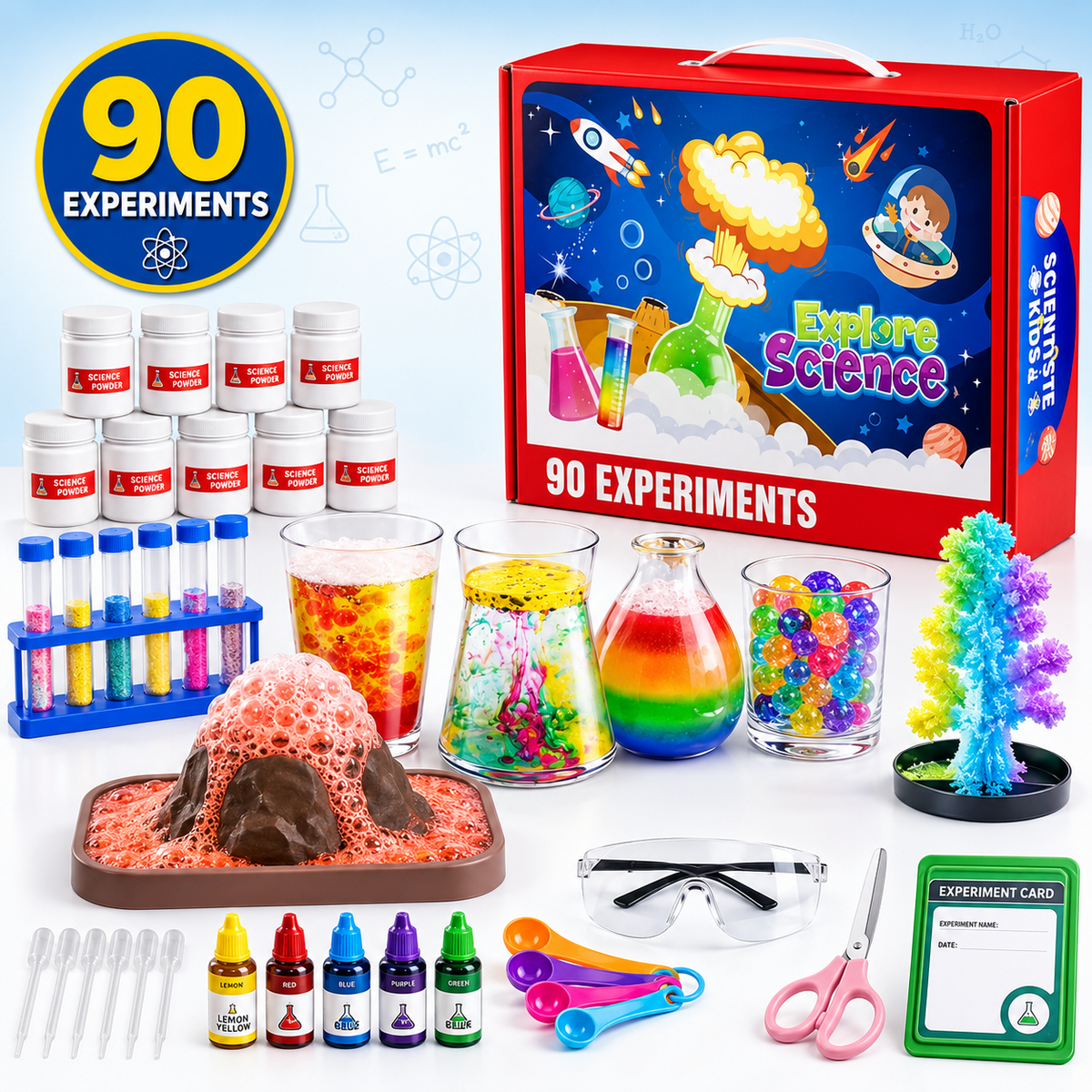 HXFOU 90 Lab Experiments Science Kits for Kids Age 6-12, STEM Projects Educational Science Kit Toys for Boys Girls, Learning Activities Christmas Birthday Gifts