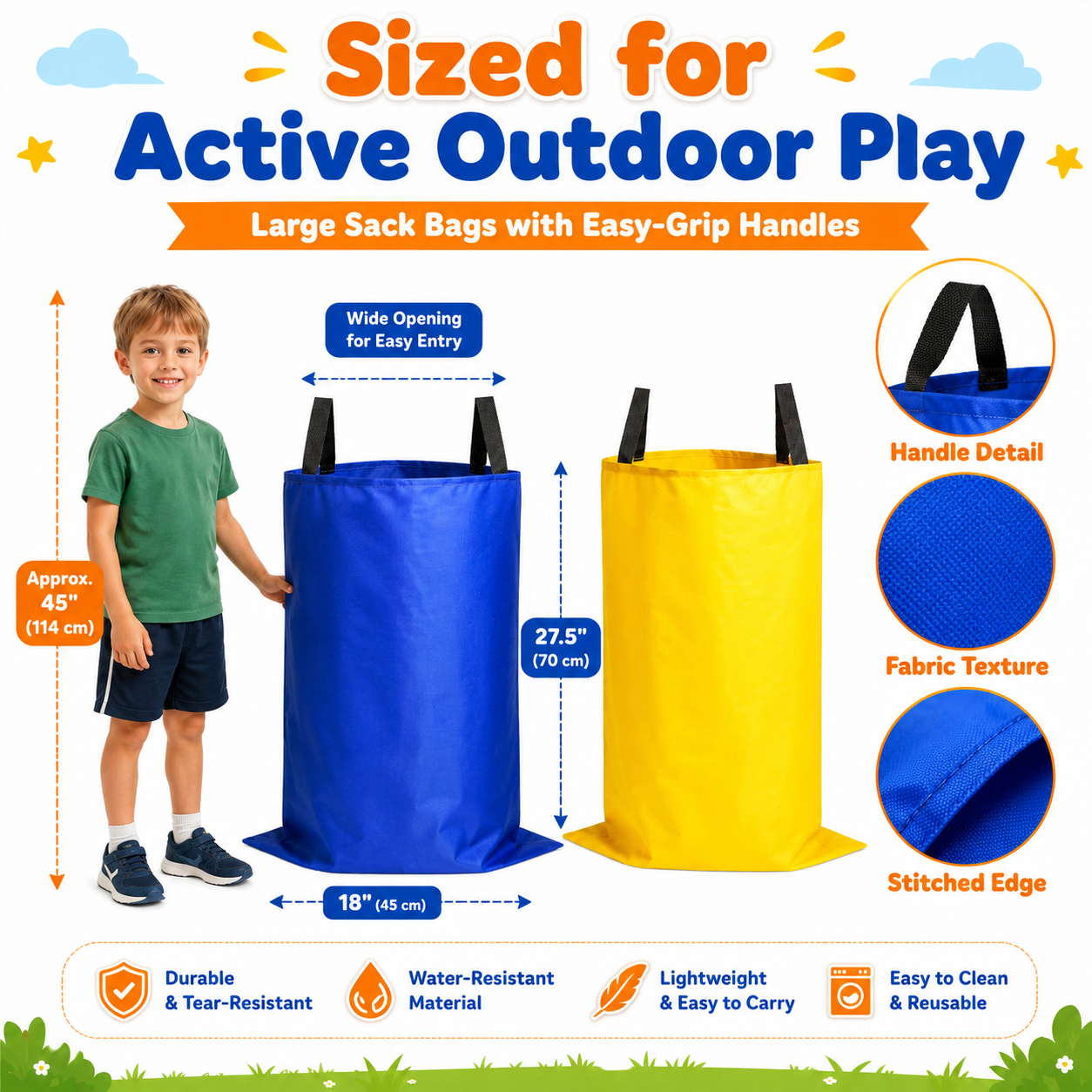 Sbekiev 64PCS Outdoor Games Set for Kids, Sack Race Bags, Egg and Spoon Race, Bean Bag Toss, Ring Toss, Cones, Medals, Backyard Field Day Games