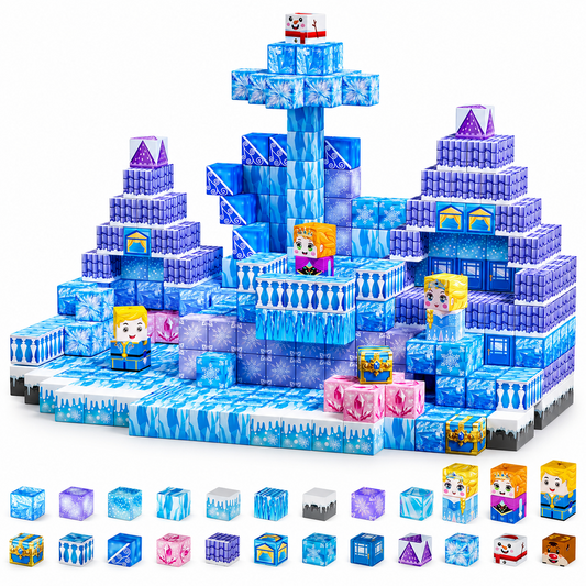 HXFOU 100PCS Ice Castle Building Blocks, Fantasy Construction Toy for Kids Ages 3+
