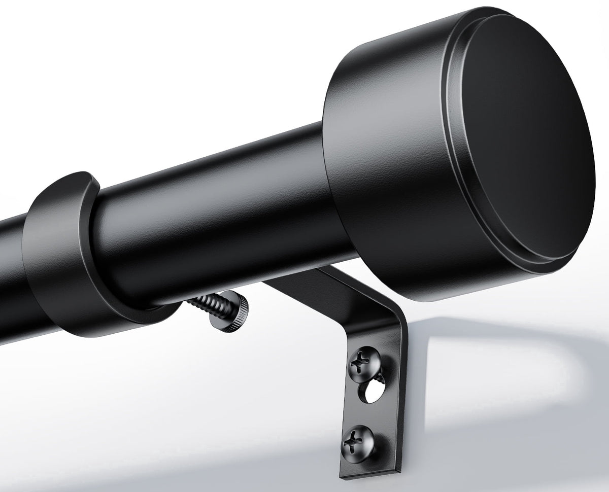Heavy Duty Adjustable Curtain Rods for Windows, 1-Inch Diameter Matte Black Curtain Rod, 32-60 Inches